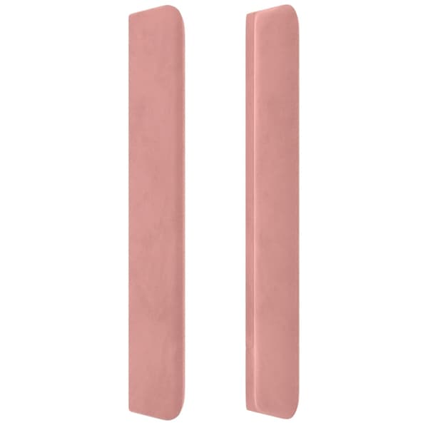 Sänggavel LED rosa 93x16x118/128 cm sammet