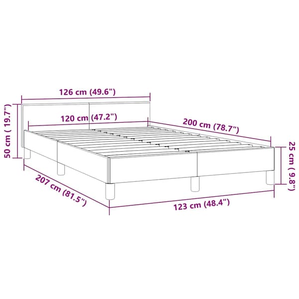Sängram utan madrass mörkgrå 120x200 cm sammet
