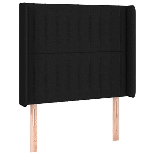 Ramsäng med madrass & LED svart 90x190 cm tyg