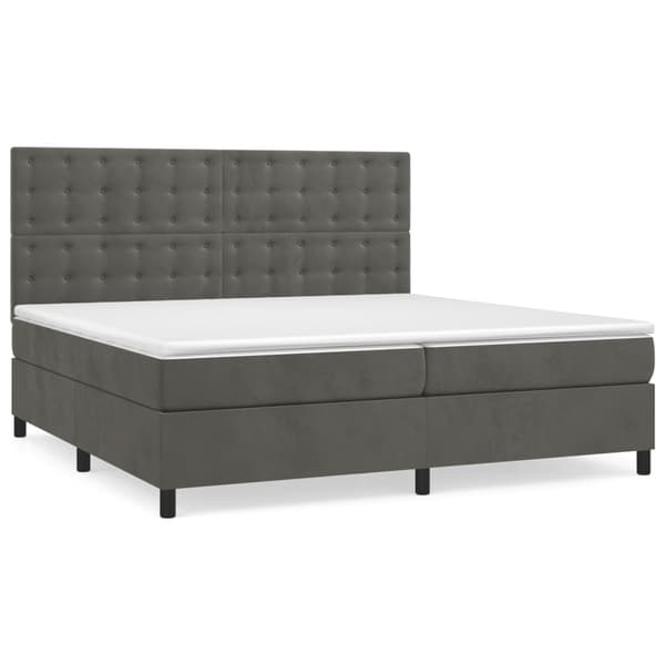 Ramsäng med madrass mörkgrå 200x200 cm sammet