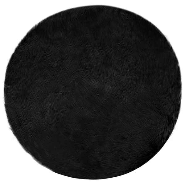 Fuskfäll matta TAFALLA Svart Ø 120 cm Polyester