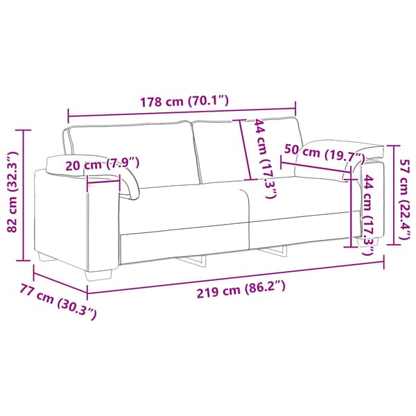 3-Sits soffa Ljusgrå 220 cm tyg