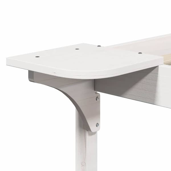 Sängram med sidobord Vit 100 x 210 cm Massiv furu