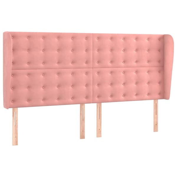 Ramsäng med madrass rosa & LED 160x200 cm sammet