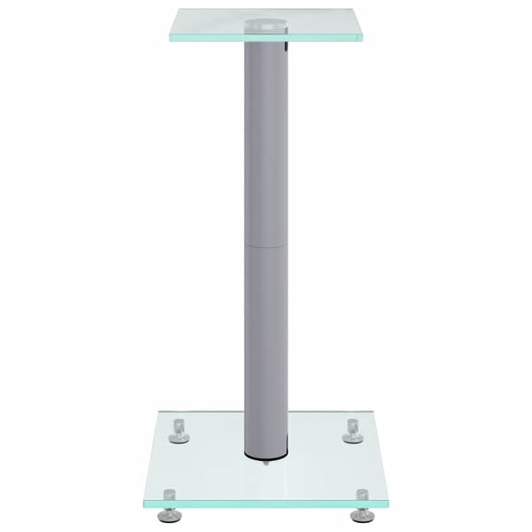 Högtalarstativ 2 st härdat glas 1-pelardesign silver