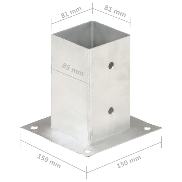 Stolpfot 4 st galvaniserad metall 81 mm