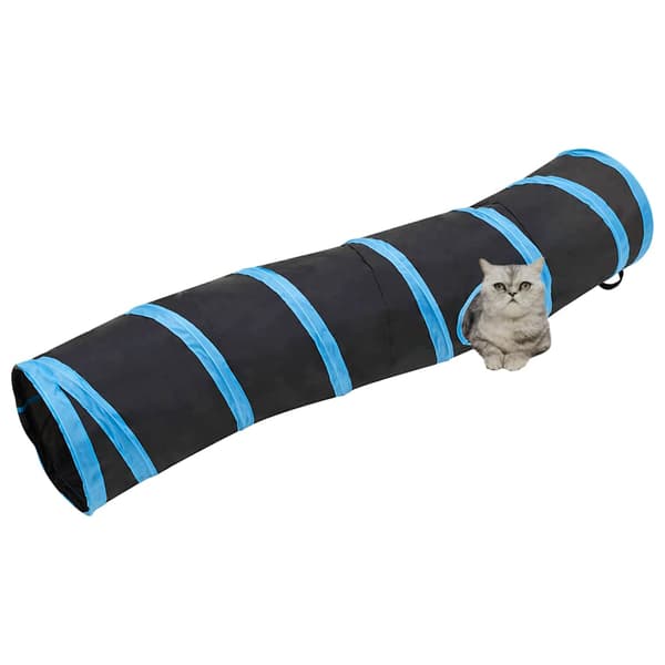 S-formad kattunnel svart och blå 122 cm polyester