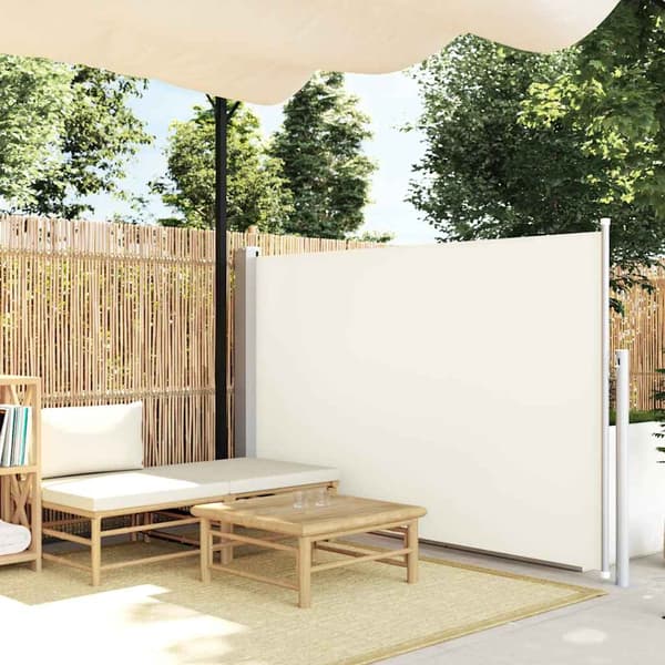 Infällbar sidomarkis 140x500 cm gräddvit