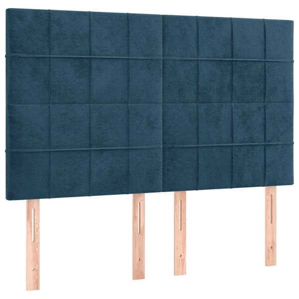 Ramsäng med madrass & LED mörkblå 140x200 cm sammet