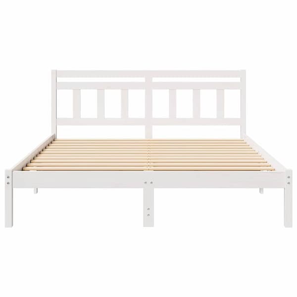 Sängram Vit 150 x 200 cm Massiv furu