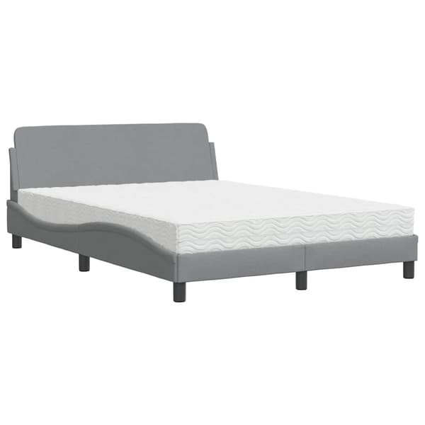 Bed with Mattress "Dover" Light Grey 140x200 cm Fabric