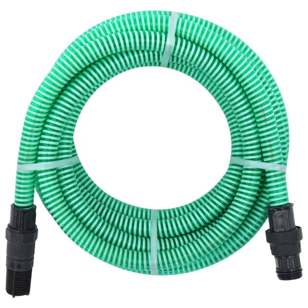 Sugslang med kopplingar mässing grön 1" 10 m PVC