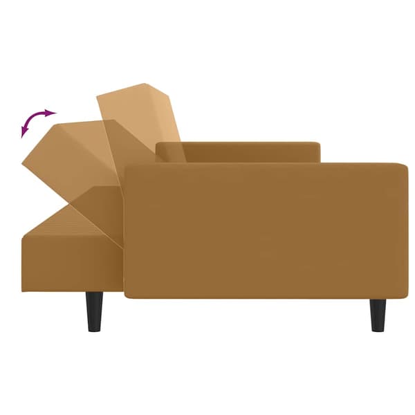 Bäddsoffa 2-sits brun sammet