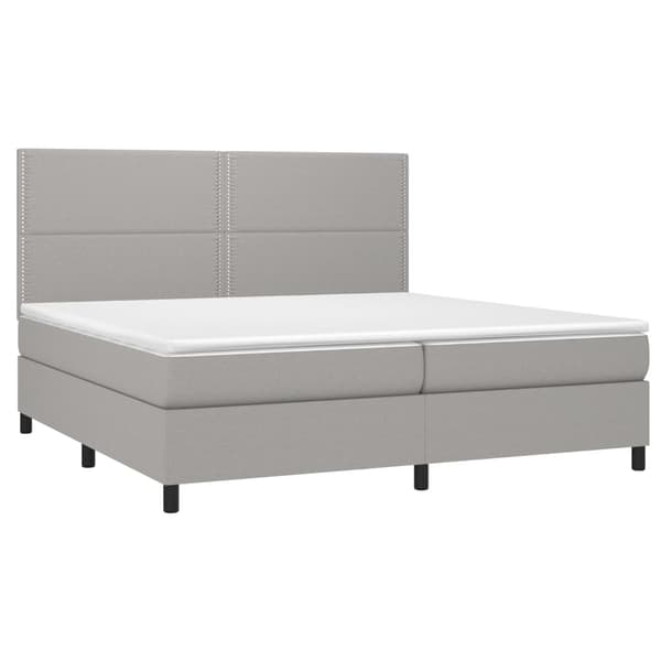 Ramsäng med madrass & LED ljusgrå 200x200 cm tyg