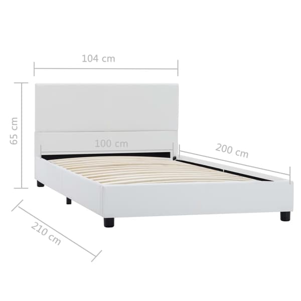 Sängram vit konstläder 100x200 cm