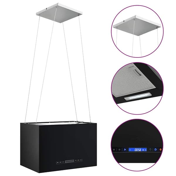 Hängande köksfläkt touchsensor LCD 55 cm pulverlackerat stål