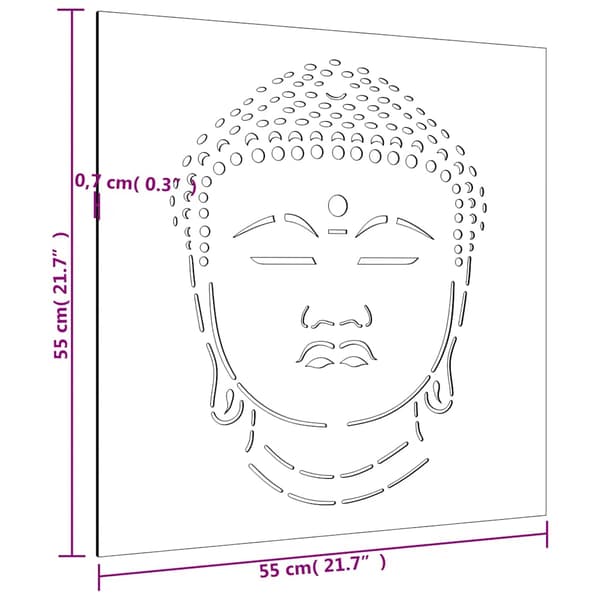 Väggdekoration 55x55 cm rosttrögt stål buddhadesign