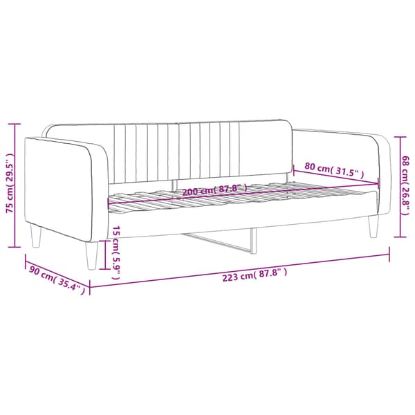 Dagbädd rosa 80x200 cm sammet