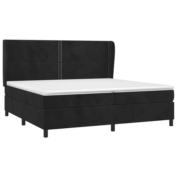 Ramsäng med madrass svart 200x200 cm sammet