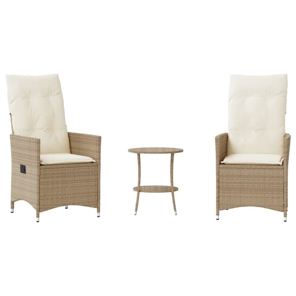 Bistrogrupp med dynor 3 delar beige konstrotting
