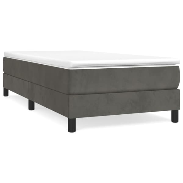 Ramsäng med madrass mörkgrå 100x200 cm sammet