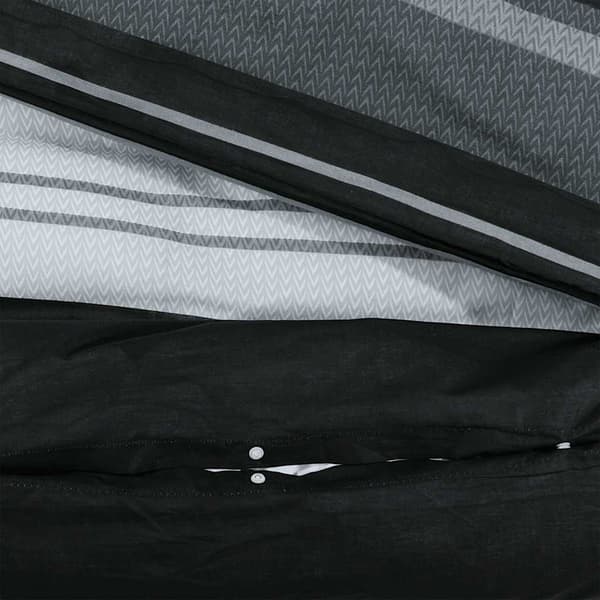 Bäddset svart och vit 200x220 cm bomull