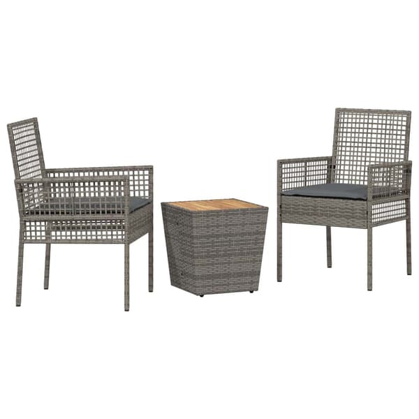 Trädgårds Bistro Set 3 pcs Grå konstrotting