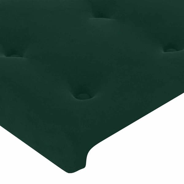 Ramsäng med madrass & LED mörkgrön 90x190 cm sammet