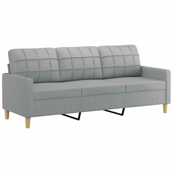 3-sitssoffa ljusgrå 180 cm tyg