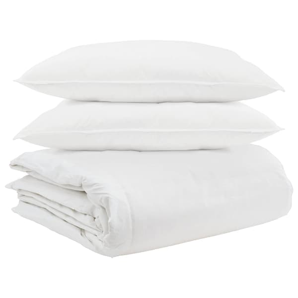 Täckeset med kudde 3 pcs Vit Dunfjäder