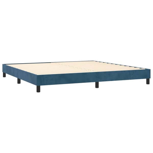 Ramsäng med madrass mörkblå 200x200 cm sammet