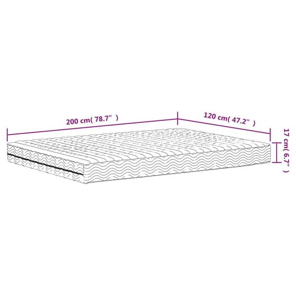 Skummadrass vit 120x200 cm hårdhet H2 H3