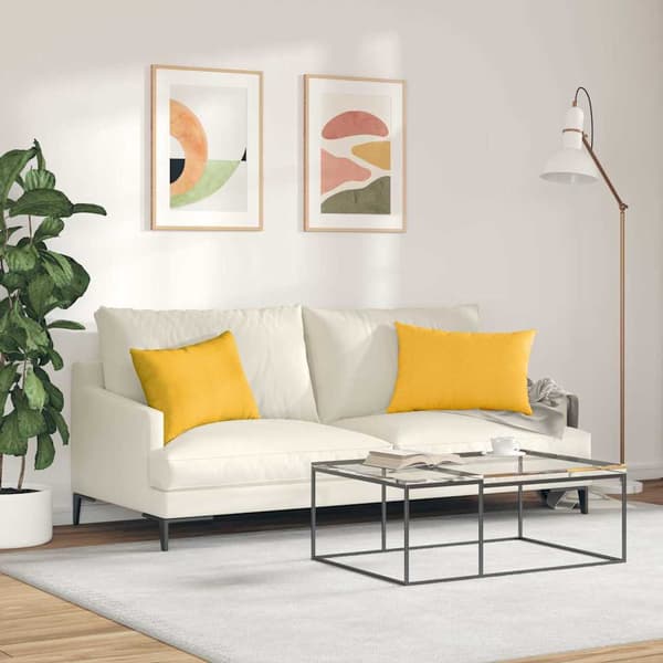 Sofakuddar 2 pcs Ljusgul 60 x 40 cm Kordread tyg
