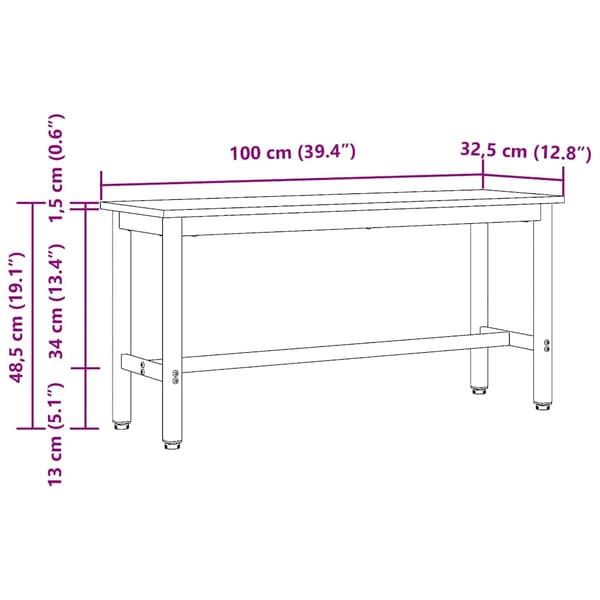 Matbänk 2 pcs Artisan Ek 100 x 32,5 x 48,5 cm