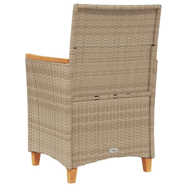 Trädgårdsstolar m.dynor 2 st beige konstrotting och massivt trä