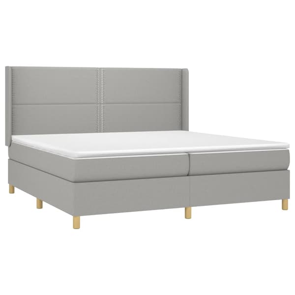 Ramsäng med madrass & LED ljusgrå 200x200 cm tyg