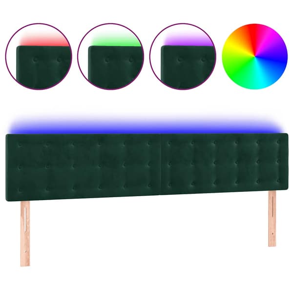 Sänggavel LED mörkgrön 200x5x78/88 cm sammet