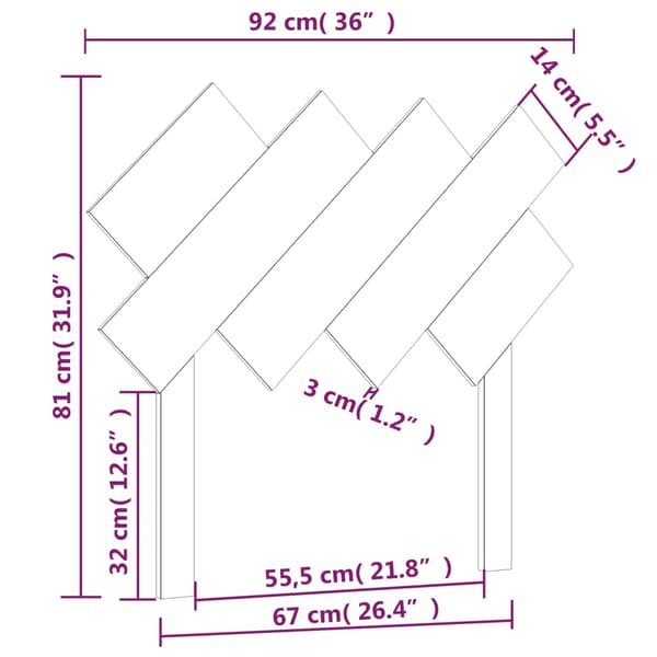Sänggavel 92x3x81 cm massiv furu