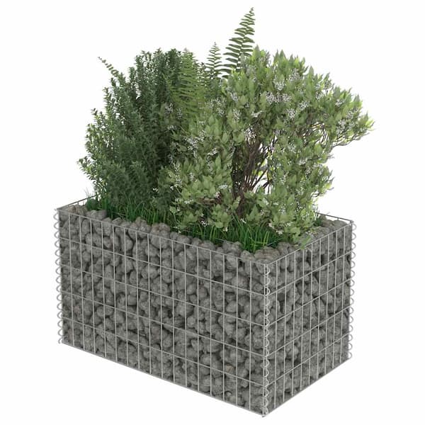 Planteringsgabion upphöjd galvaniserat stål 90x50x50 cm