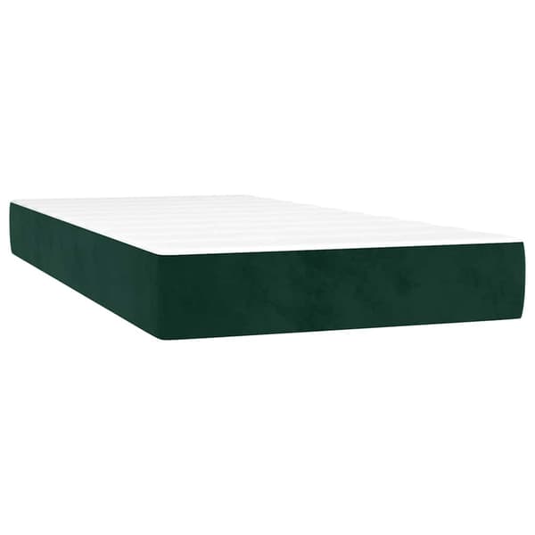 Ramsäng med madrass & LED mörkgrön 100x200 cm sammet