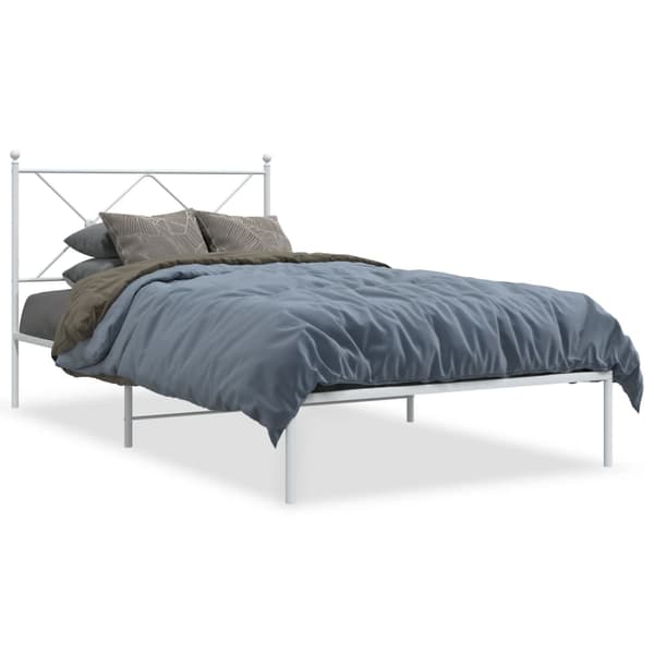 Sängram med huvudgavel metall vit 100x190 cm