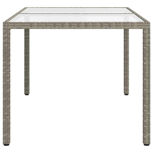 Trädgårdsbord 150x90x75 cm härdat glas och konstrotting grå