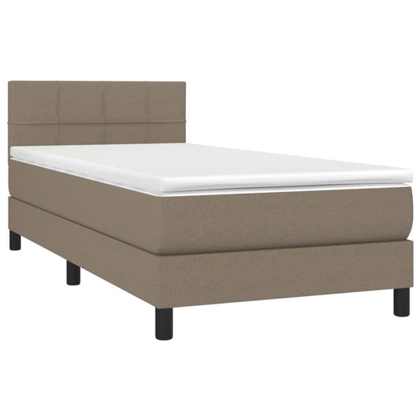Ramsäng med madrass taupe 90x200 cm tyg