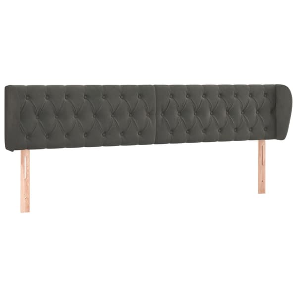 Sänggavel med kanter mörkgrå 183x23x78/88 cm sammet