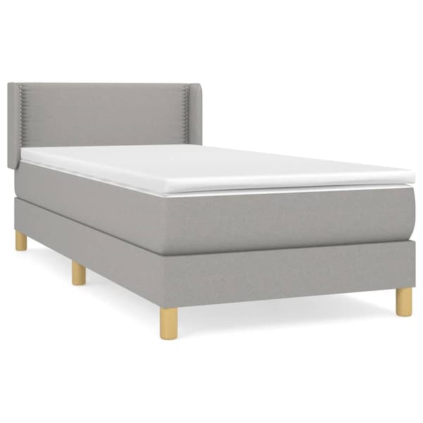Ramsäng med madrass ljusgrå 100x200 cm tyg