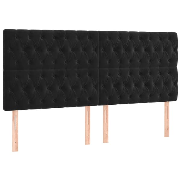Ramsäng med madrass svart 200x200 cm sammet