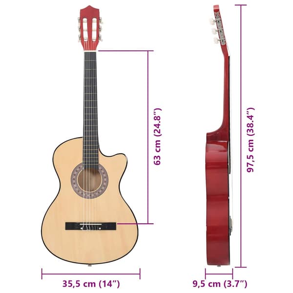 Westerngitarr med cutaway och 6 strängar 38" amerikansk lind