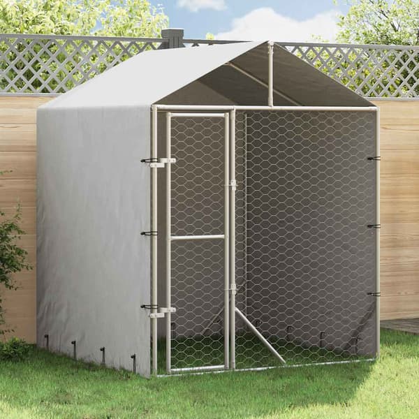 Hundgård med tak silver 2x2x2,5 m galvaniserat stål