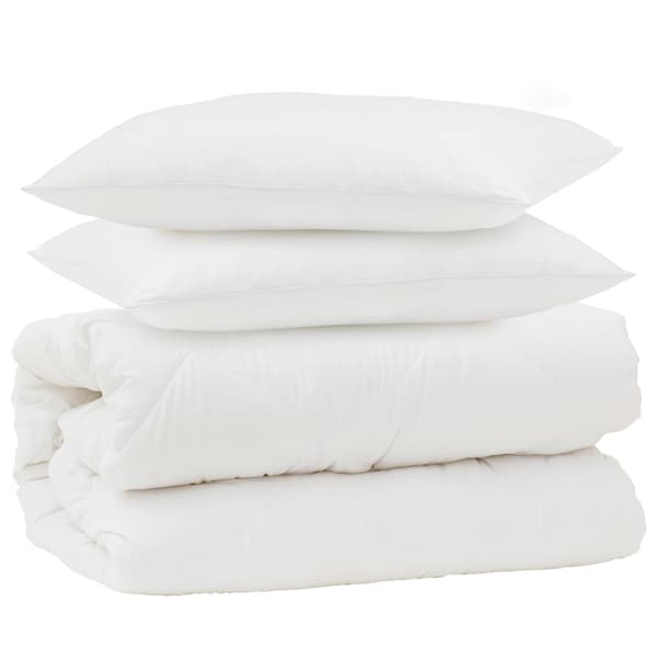 Täckeset med kudde 3 pcs Vit Mikrofiber och Dunfjäder