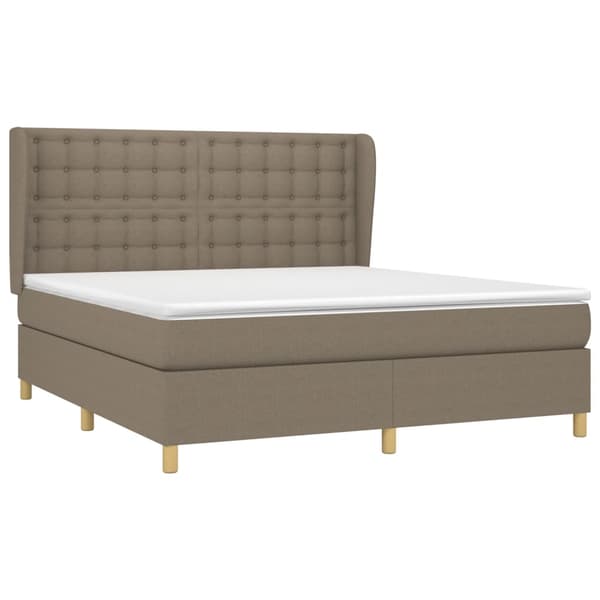 Ramsäng med madrass taupe 160x200 cm tyg